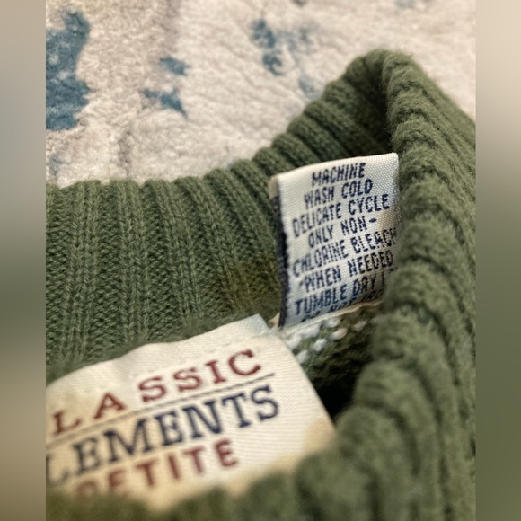 C01 Classic Elements Petite Knit Sweater Turtleneck Striped Knit Chic VTG Large - Picture 6 of 9